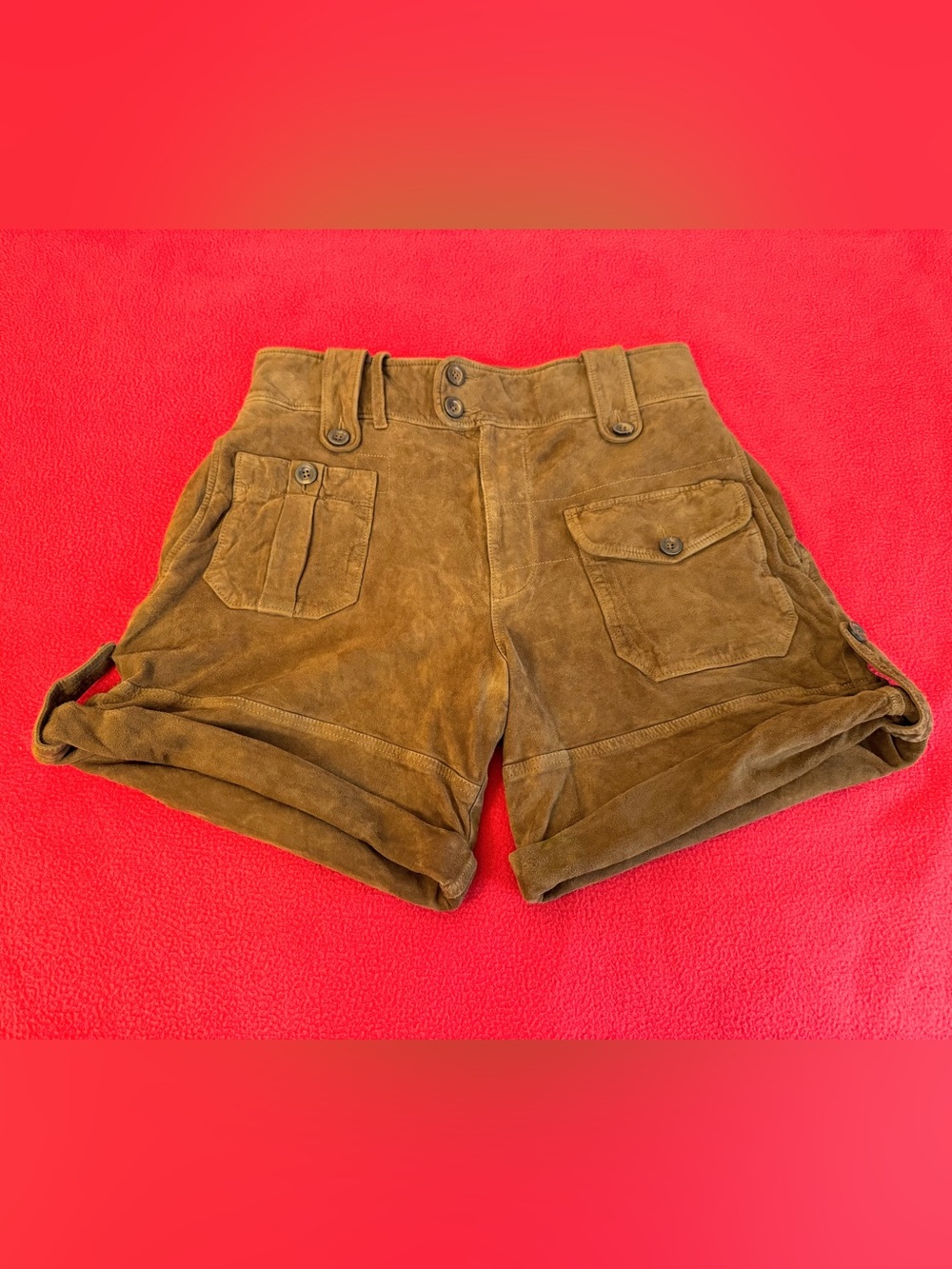 Polo Ralph Lauren Ghurka 100% GOAT Suede Leather Shorts Brown Size 4 Women’s